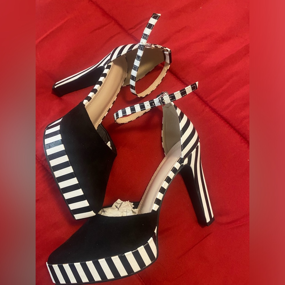 Chunky Heel Pointed Toe Color Block Waterproof Pl… - image 2